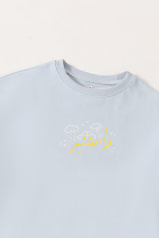 powder blue printed t shirt