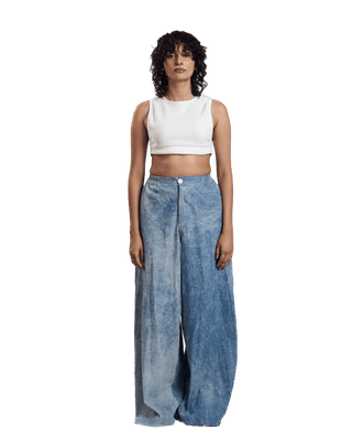 "Ocean Waves" Flared Acid Wash Denim Trousers