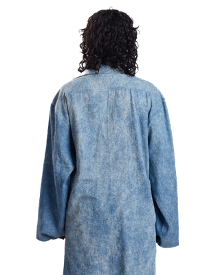 "Ocean Waves" Flared Acid Wash Denim Shirt