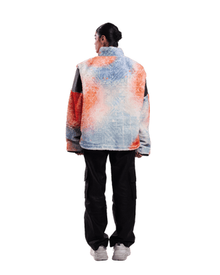 "MARCH IN ROMA" PRINTED FAUX FUR JACKET