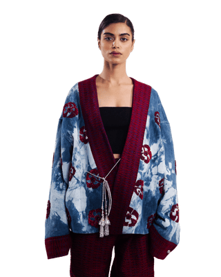 "HIMALAYAN NIGHTS" HAND EMBROIDERED KIMONO