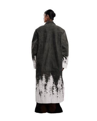 "FOREVER FOREST" PRINTED LEATHER COAT