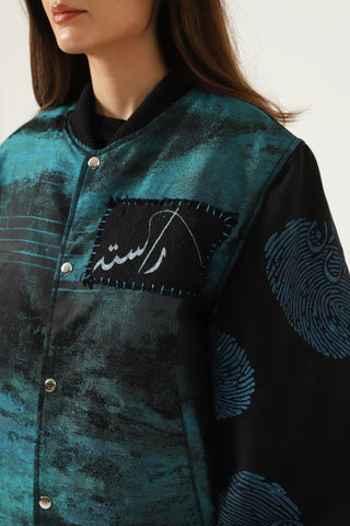 "WHO AM I" HAND BLOCK PRINTED SILK BOMBER - Rastah