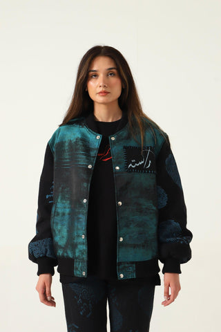 "WHO AM I" HAND BLOCK PRINTED SILK BOMBER - Rastah