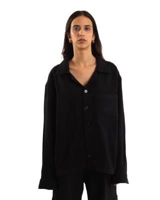 HANDWOVEN BLACK DOBBY SHIRT