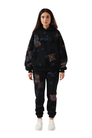 PATCHWORK BLOCK PRINT SWEATPANTS