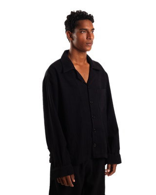 HANDWOVEN BLACK DOBBY SHIRT