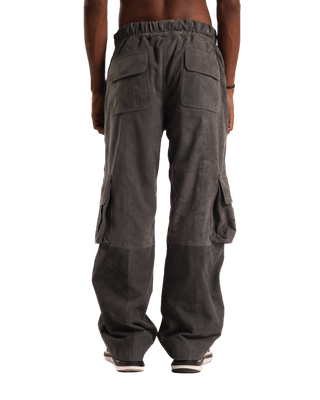 ASH GREY SUEDE CARGO PANTS