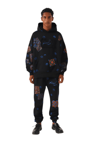 PATCHWORK BLOCK PRINT SWEATPANTS