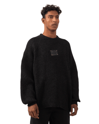 BLACK KNIT JACQUARD SWEATER