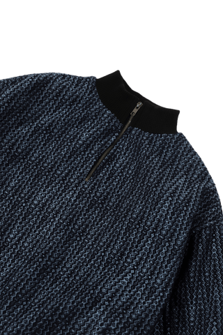 INDIGO HANDWOVEN DOBBY SWEATSHIRT