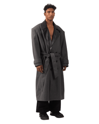 ASH GREY  WOOL TRENCH COAT