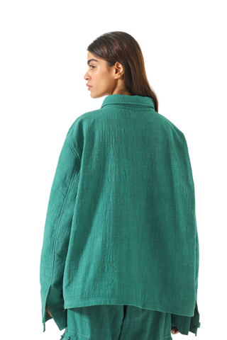 moss green handwoven chore jacket