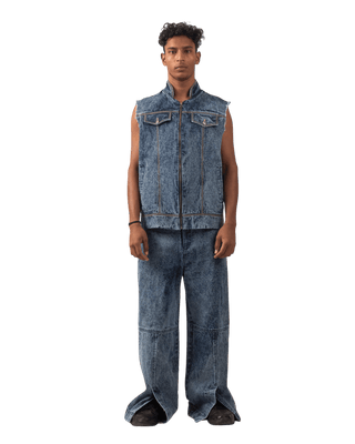 BLUE ACID WASH DENIM VEST