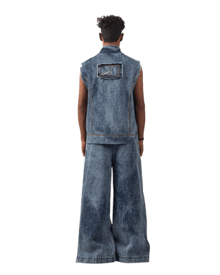 BLUE ACID WASH DENIM VEST