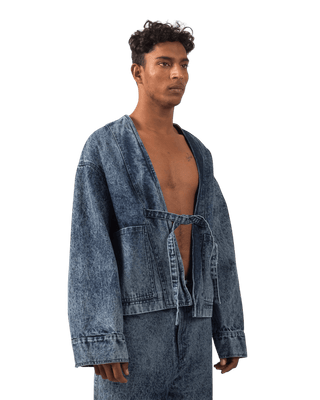 BLUE ACID WASH DENIM KIMONO