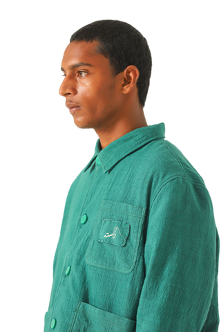 moss green handwoven chore jacket
