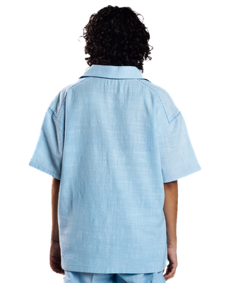 SKY BLUE HANDWOVEN BUTTON DOWN