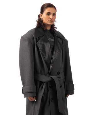 ASH GREY  WOOL TRENCH COAT