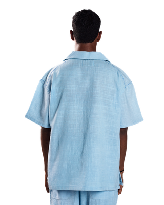 SKY BLUE HANDWOVEN BUTTON DOWN