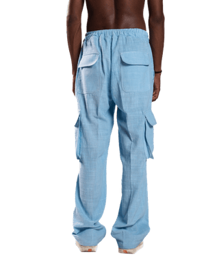 SKY BLUE KHADDAR CARGO PANTS