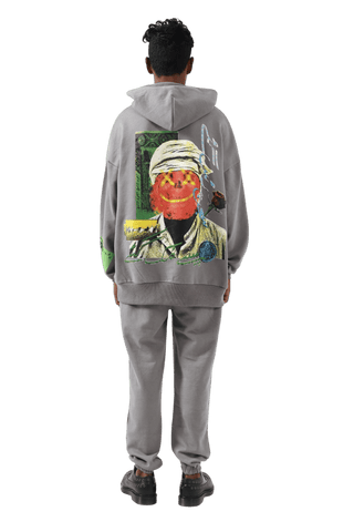 "Sajan rus gaye" handprinted smoke grey sweatpants