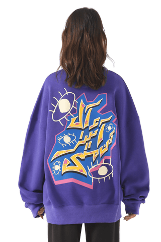 "all eyes on me" purple sweatshirt