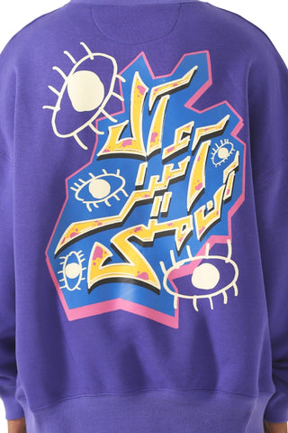 "all eyes on me" purple sweatshirt