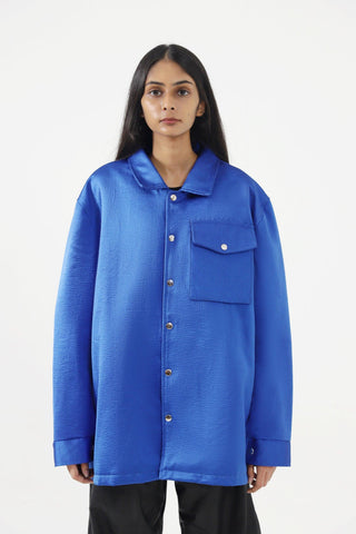 ROYAL BLUE SILK COACH JACKET - Rastah