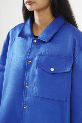 ROYAL BLUE SILK COACH JACKET - Rastah