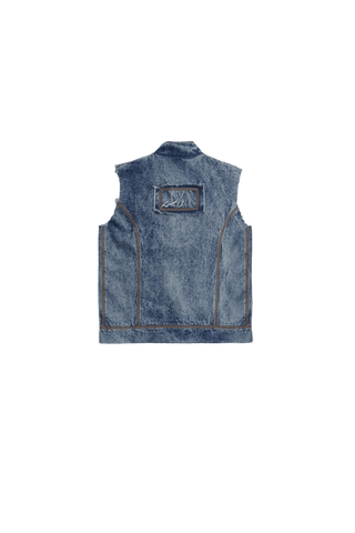 BLUE ACID WASH DENIM VEST