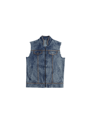 BLUE ACID WASH DENIM VEST