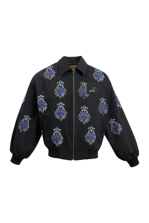 Dastak indigo block print bomber