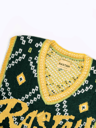 Retro emblem jacquard vest