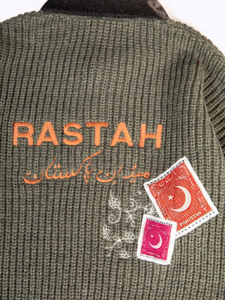 Grey Patchwork Chunky Knit Sweater