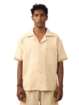 Beige khaddar button-down