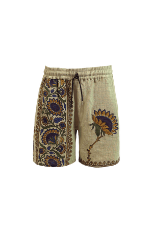 Petals of time block print shorts