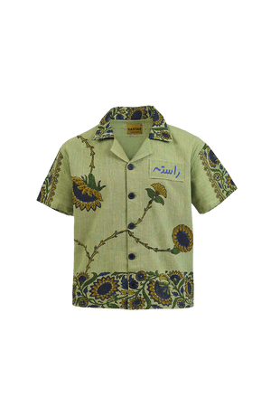 Petals of time block print shirt