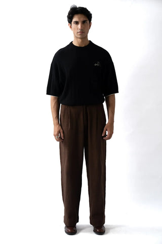 Black Knit Polo Sweater