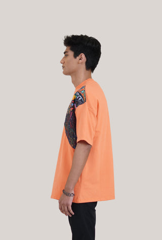 Orange "Starry Night" Patch T-shirt - Rastah