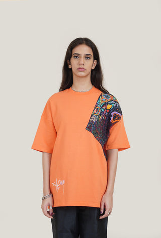 Orange "Starry Night" Patch T-shirt - Rastah