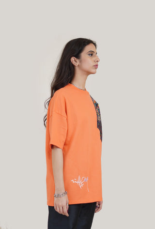 Orange "Starry Night" Patch T-shirt - Rastah