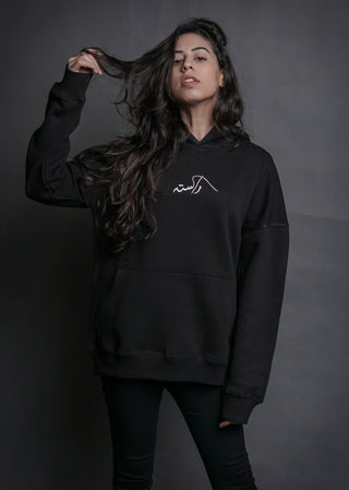 Hand Crafted Unisex Matte Black Mughal Princess Hoodie - Rastah