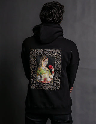 Hand Crafted Unisex Matte Black Mughal Princess Hoodie - Rastah