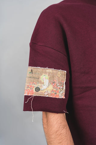 Maroon Sleeve Patch T-Shirt - Rastah