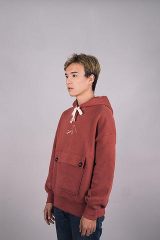 Brick Pink Envelope Pocket Hoodie - Rastah