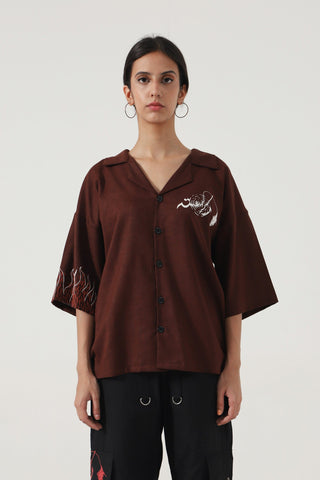 REBIRTH - BROWN BUTTON DOWN SHIRT - Rastah