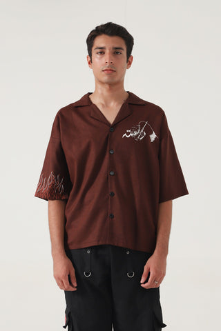 REBIRTH - BROWN BUTTON DOWN SHIRT - Rastah