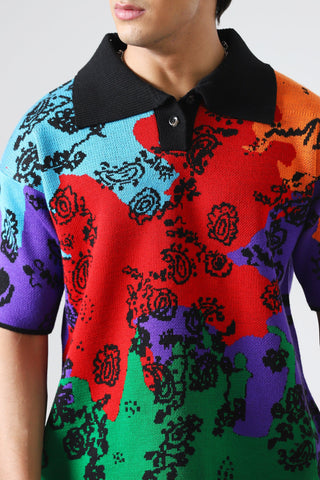 "COLOURS OF LIFE" JAQUARD KNIT POLO SHIRT