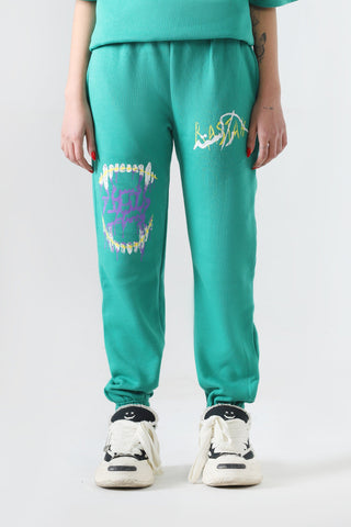 "THE INTROSPECTIVE VAMPIRE" SEA GREEN SWEATPANT